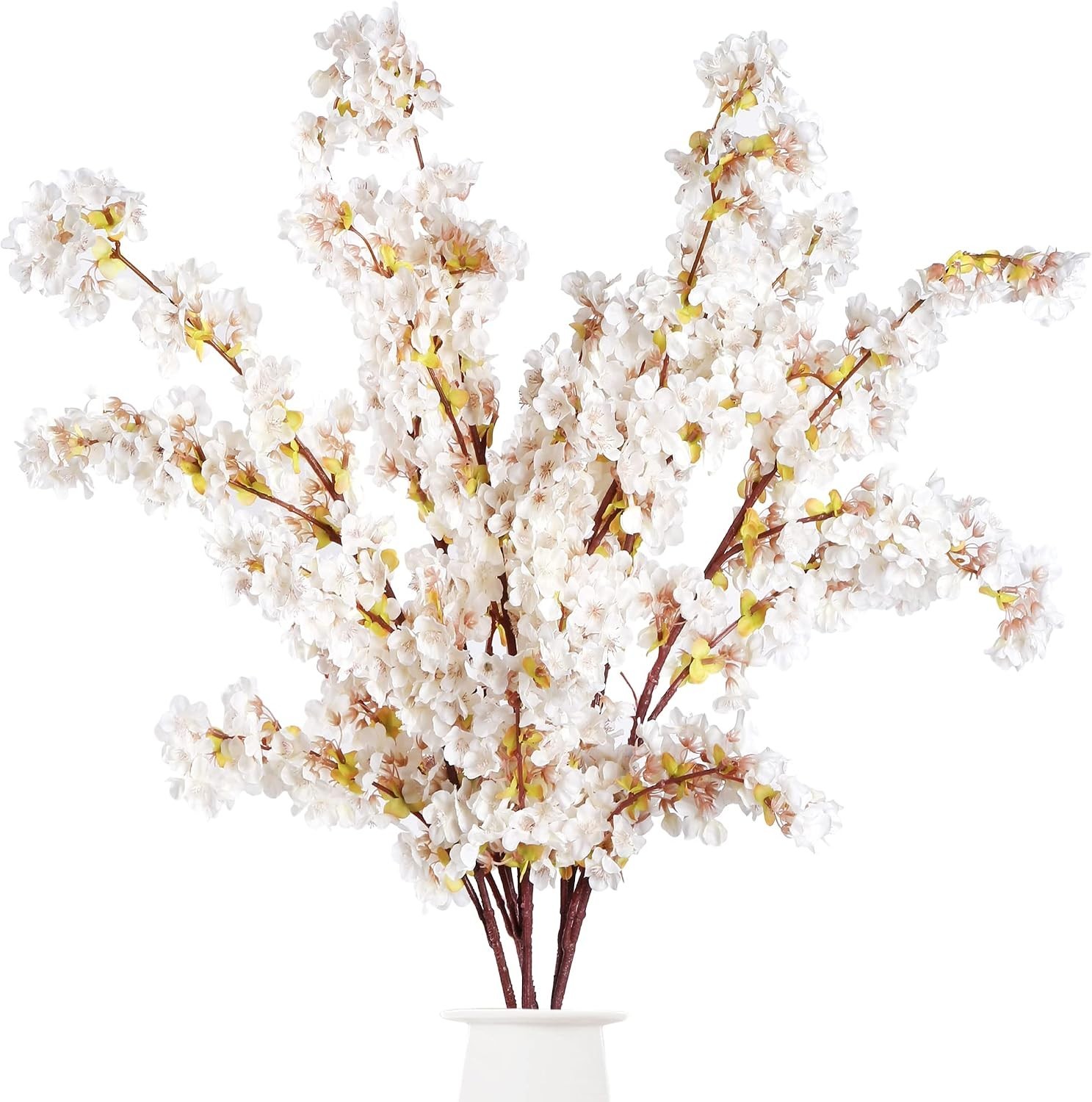 Elegant 39-Inch Artificial Cherry Blossom Branches – 4 Silk Stems for Home Decor