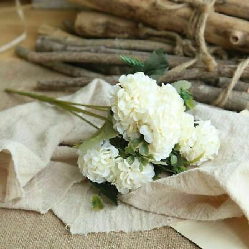 Artificial Hydrangea Flowers 10 Heads Silk Bouquet for Home Wedding Decor