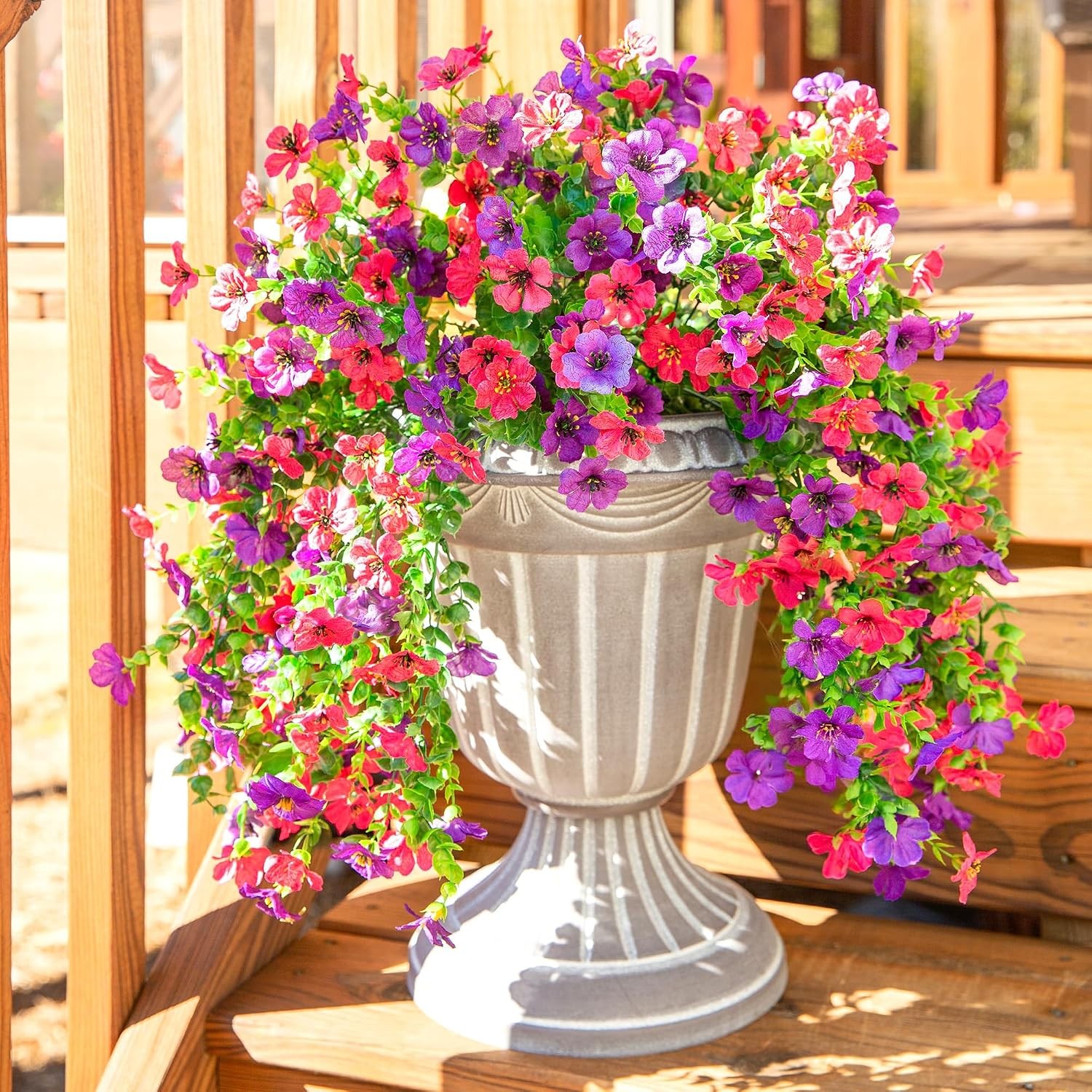 Artificial Faux Hanging Flowers Plants for Spring Outdoor Outside Decoration, 2