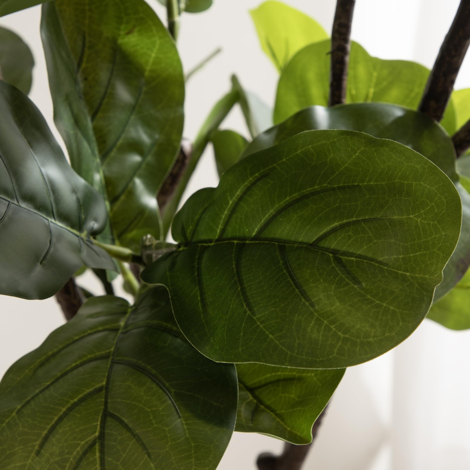 Fidmont Faux Fiddle Fig Tree with Portell Metal Planter Pot, 4 FT, Antique Br…