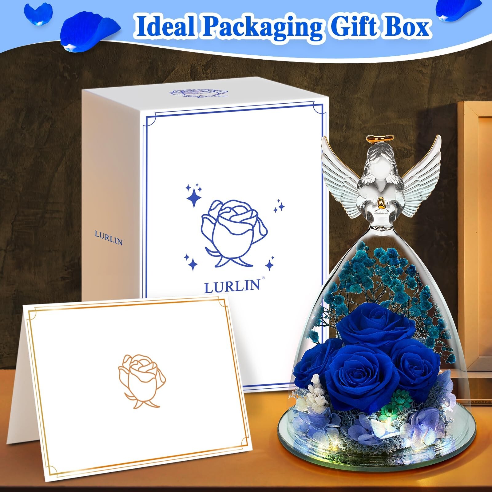 Birthday Day Rose Gifts for Women, Preserved Flowers Rose Gift for Mom, Glass…