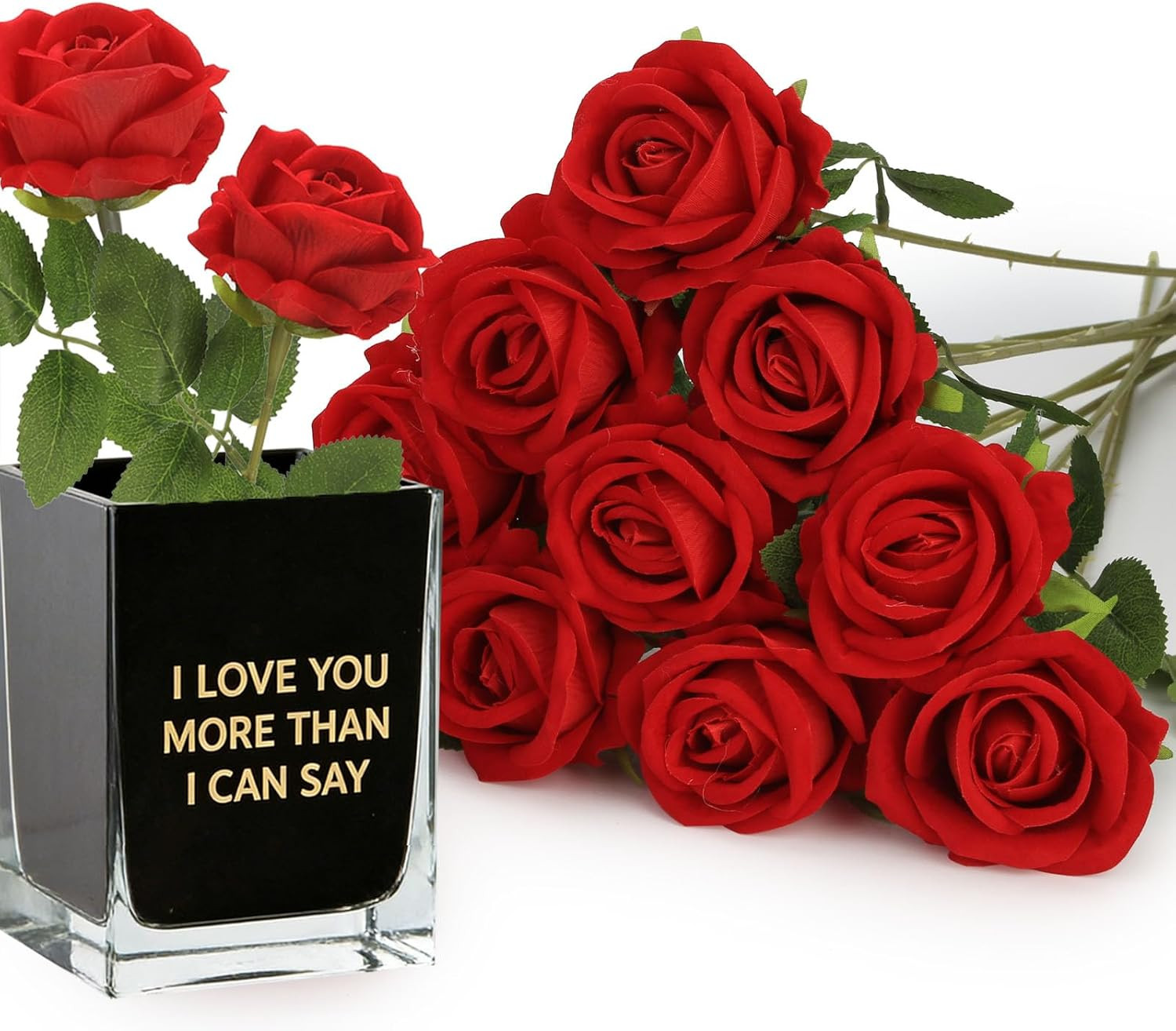 Roses Artificial Flowers, Fake Silk Roses with Stems for Valentine’s Day Moth…