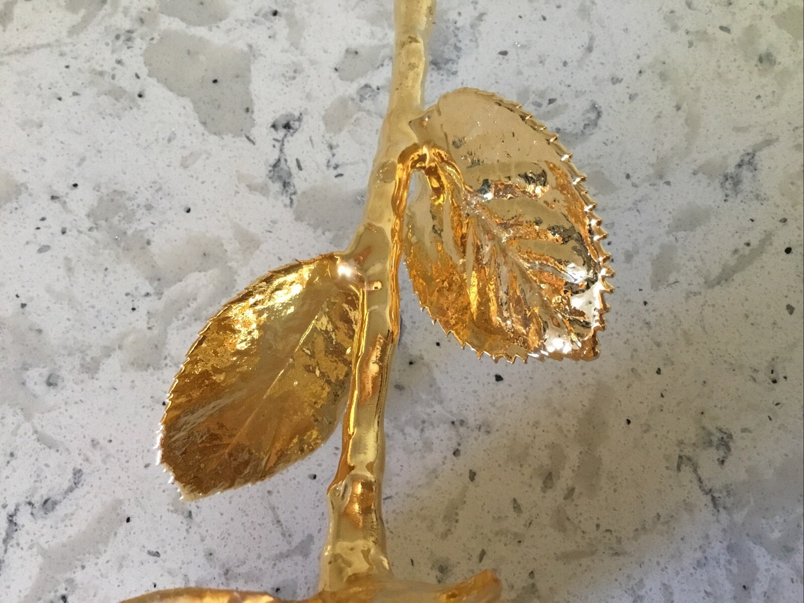 Real American Rose Electroformed & Finished In 24 karat Gold 11.5″ long