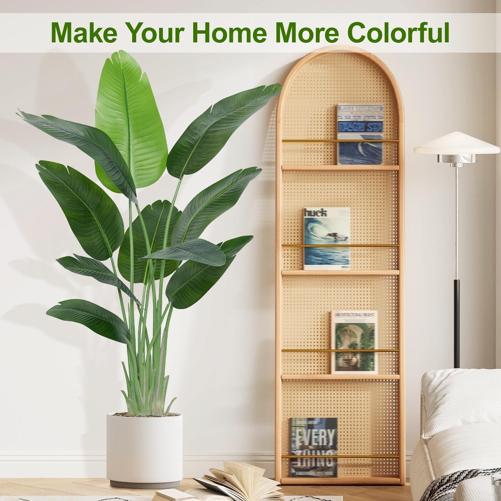 Lifelike Bird of Paradise Artificial Plant,5ft Faux Banana Leaf Tree with 10 …