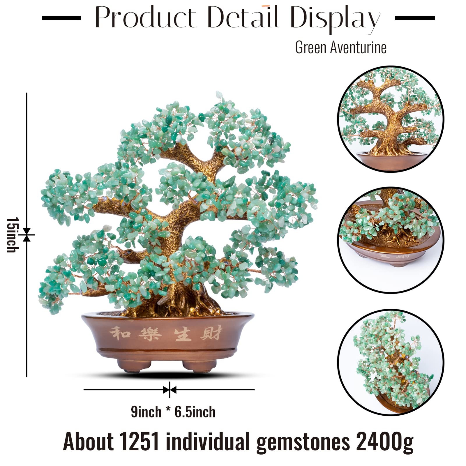 Natural Aventurine (1,251 Gemstone Count) Chakra Crystal Tree with Healing Pr…