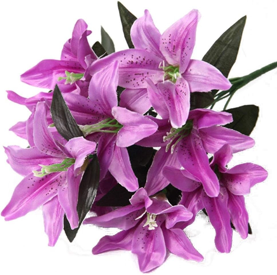Artificial Lily Flowers 10 Heads Silk Bloom Decor Wedding Party Home Garden