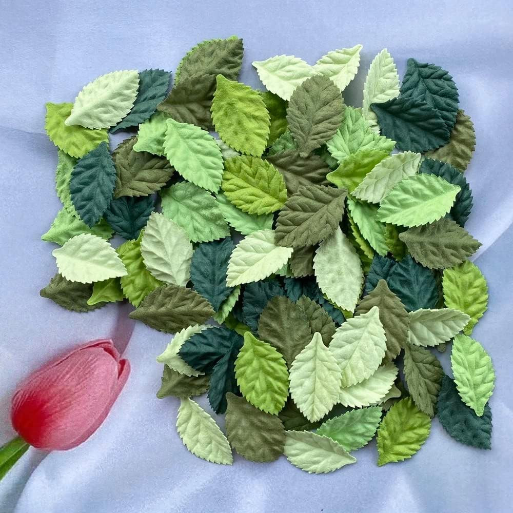 Artificial Leaves 100 Pcs Mulberry Paper Roses Leaves 45X25Mm DIY Craft Scrapboo