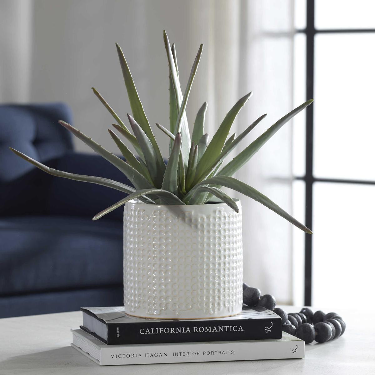 Uttermost 60210 Taos Green with Ivory and Beige Glaze Aloe Centerpiece