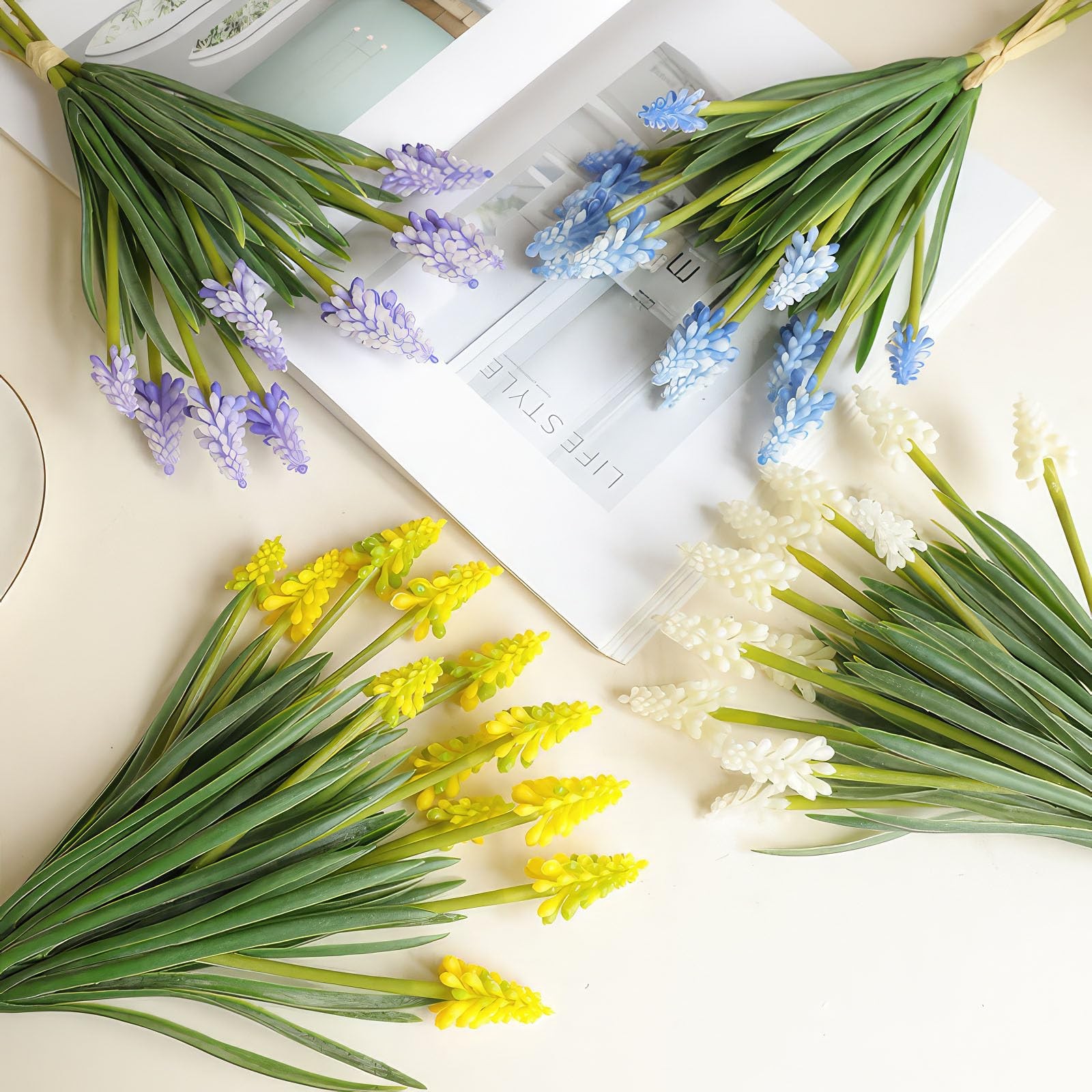 18PCS Artificial Hyacinth Flowers,Grape Hyacinth Bulbs,Faux Flowers Artificia…