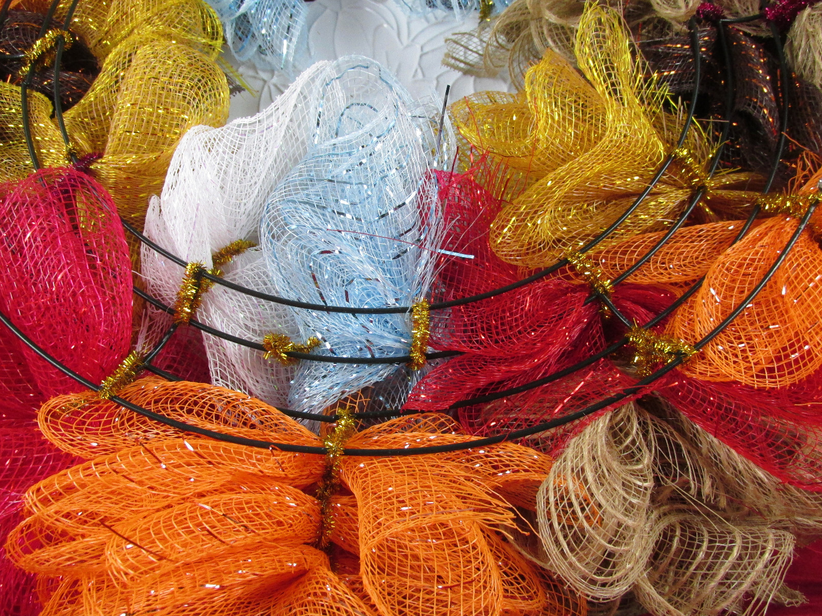 Fall Pumpkin Patch Deco Mesh Ribbon Wreath