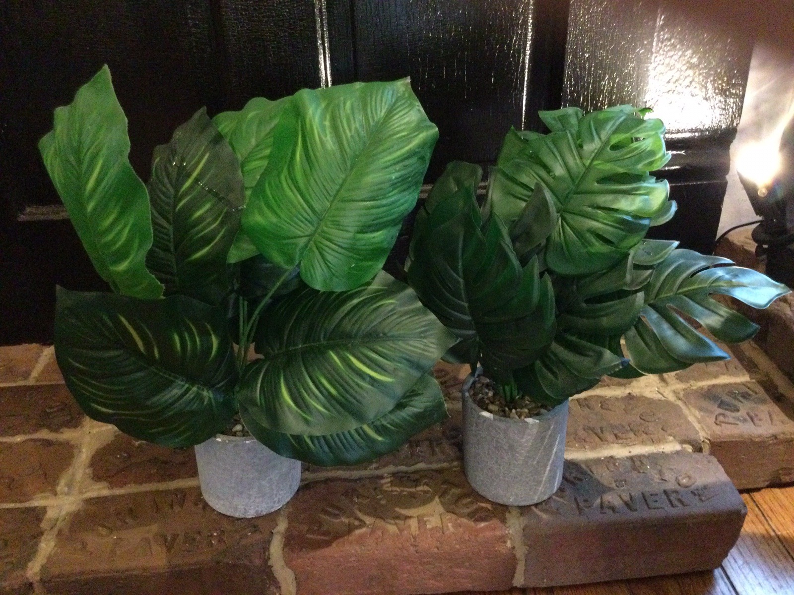 2 Small Artificial Fake Faux Plants➕Pots➕Stones 🌱Monstera➕Apple Leaf 📏16” Tall