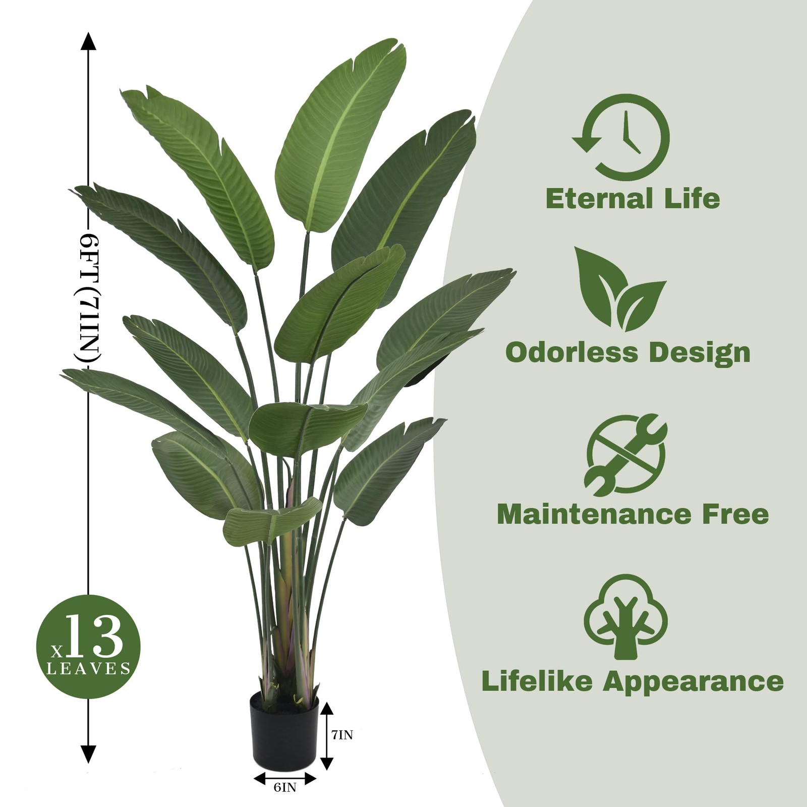 6FT Artificial Bird of Paradise Plant (72in) Tall Faux Tree with Realistic 13…