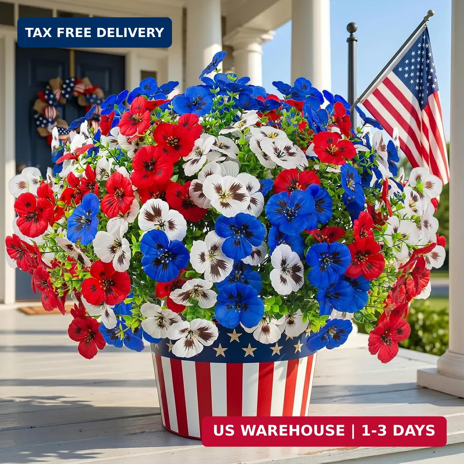 18 Pcs Artificial Fake Pansy Flowers for Outdoor, UV Resistant Faux Silk Pansies