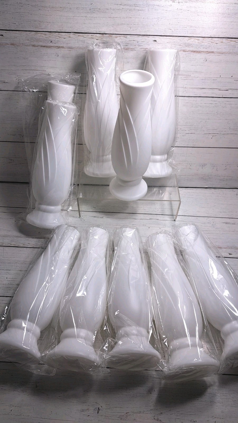 10 Pack Composite Plastic Flower Vases Bulk White Small Boho Floral Vases for…