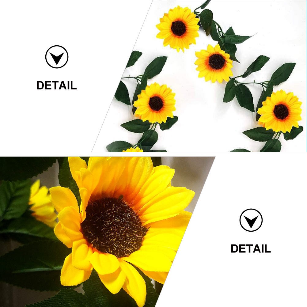1Pcs Decorative Sunflower Rattan Garland Green Leaf Silk Wedding Party Decor