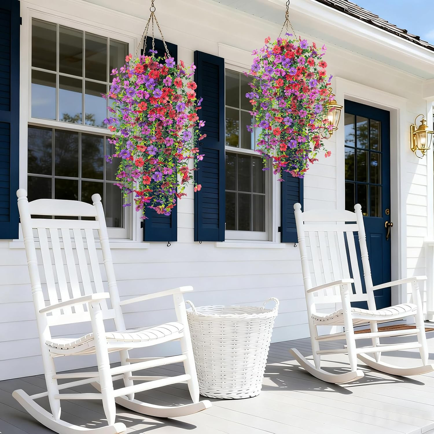 4 PCS Artificial Fake Hanging Flowers Plants for Outdoor Decoration | Faux Silk