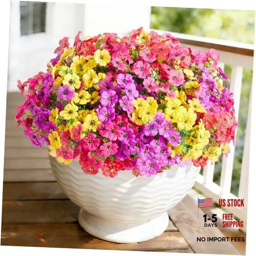 for Outdoors, Fake Plants Greenery Faux 12 Artificial Flowers Mixed 4 Colors