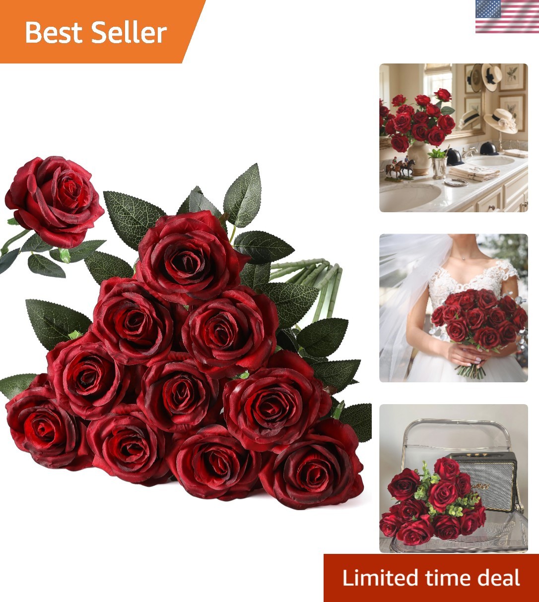 Eco-Friendly 10 Pack of Lifelike Silk Roses – Perfect for Mother’s Day Gifts