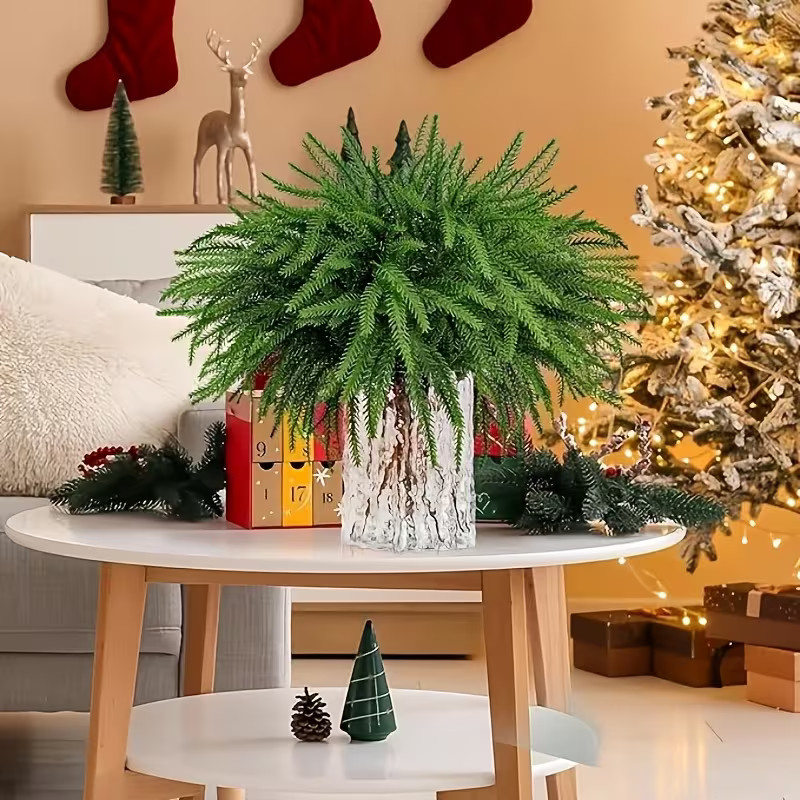 12 Pcs Artificial Norfolk Pine Branches, Norfolk Pine Artificial Pine Stems DIY