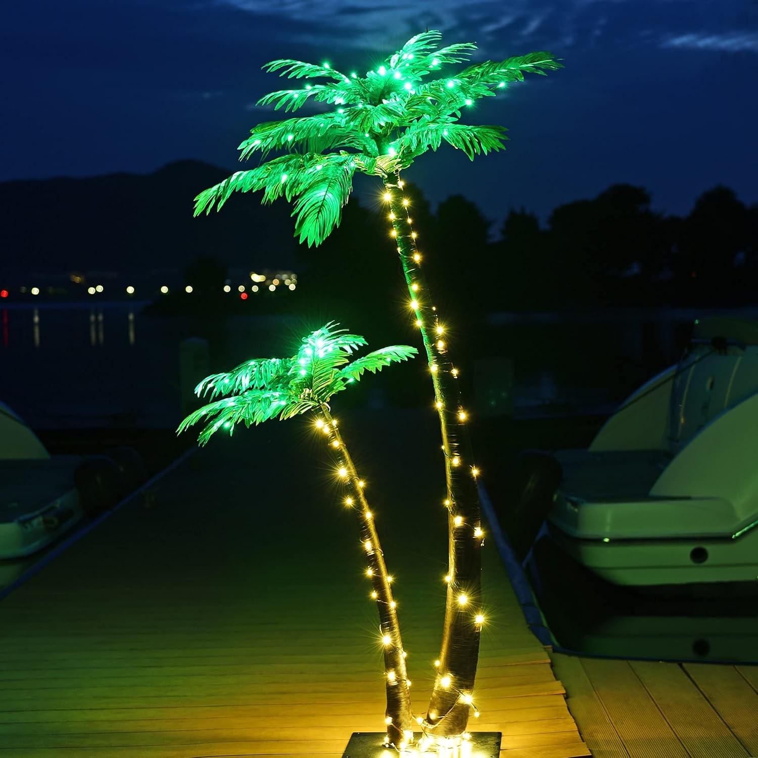 Gorgeous Artificial Lighted Solar Palm Tree 4FT&6FT Office Decor 184LED Outside