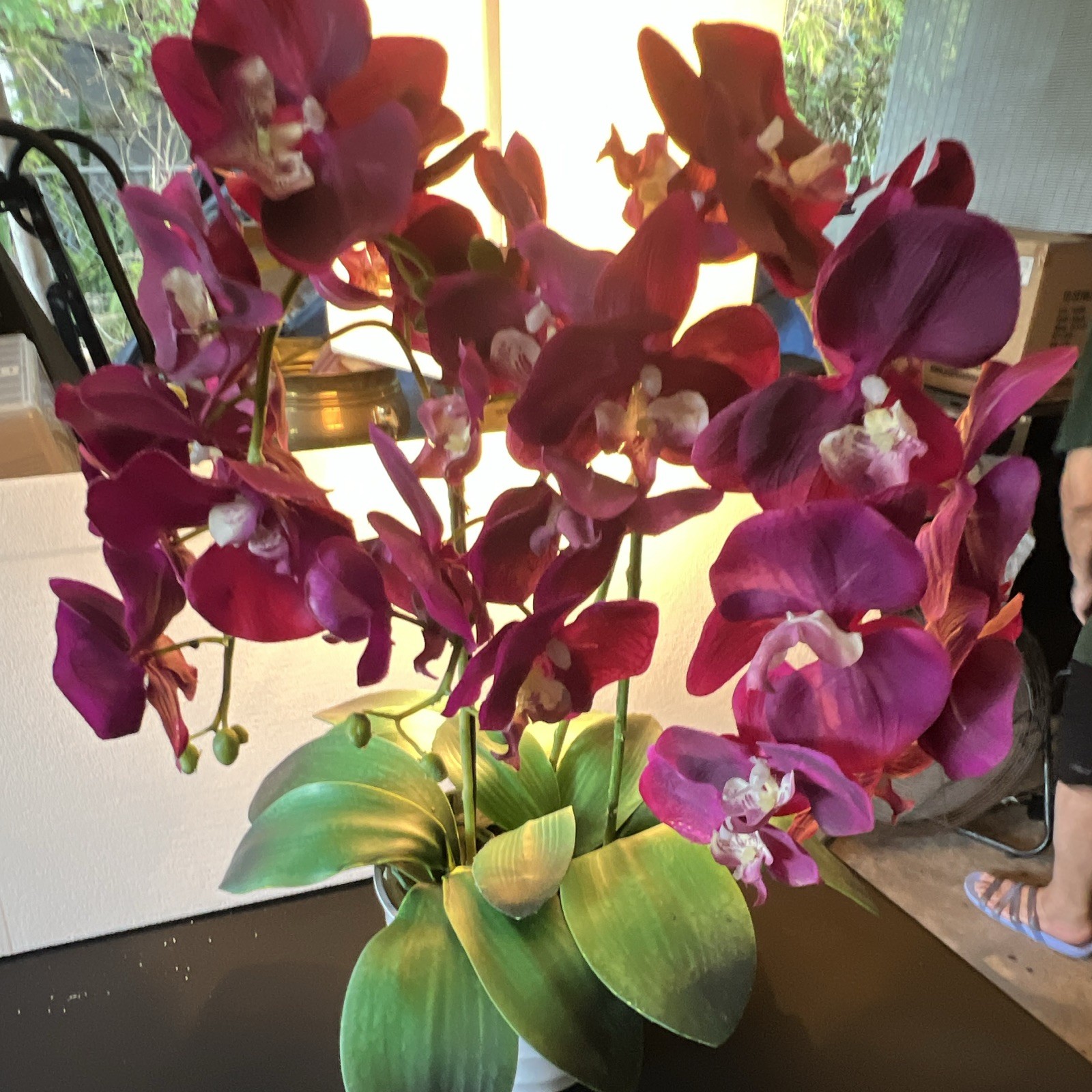 HomeGoods Artificial Purple Orchid Arrangement & Centerpiece in White Pot 11 in