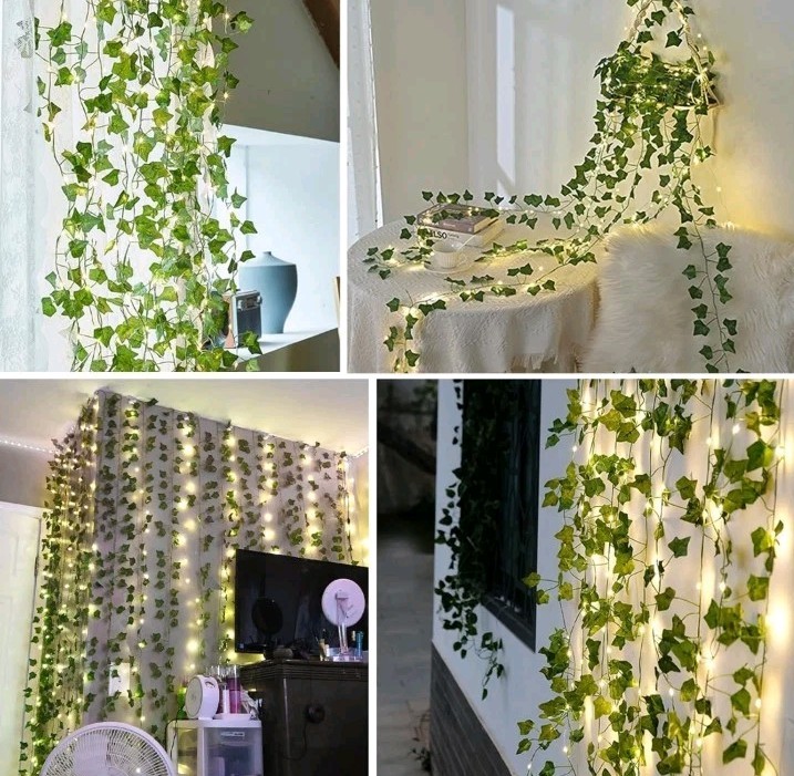 RECUTMS Artificial Ivy Vines 250 FT with 300 LED String Light Leaf Garland Fake