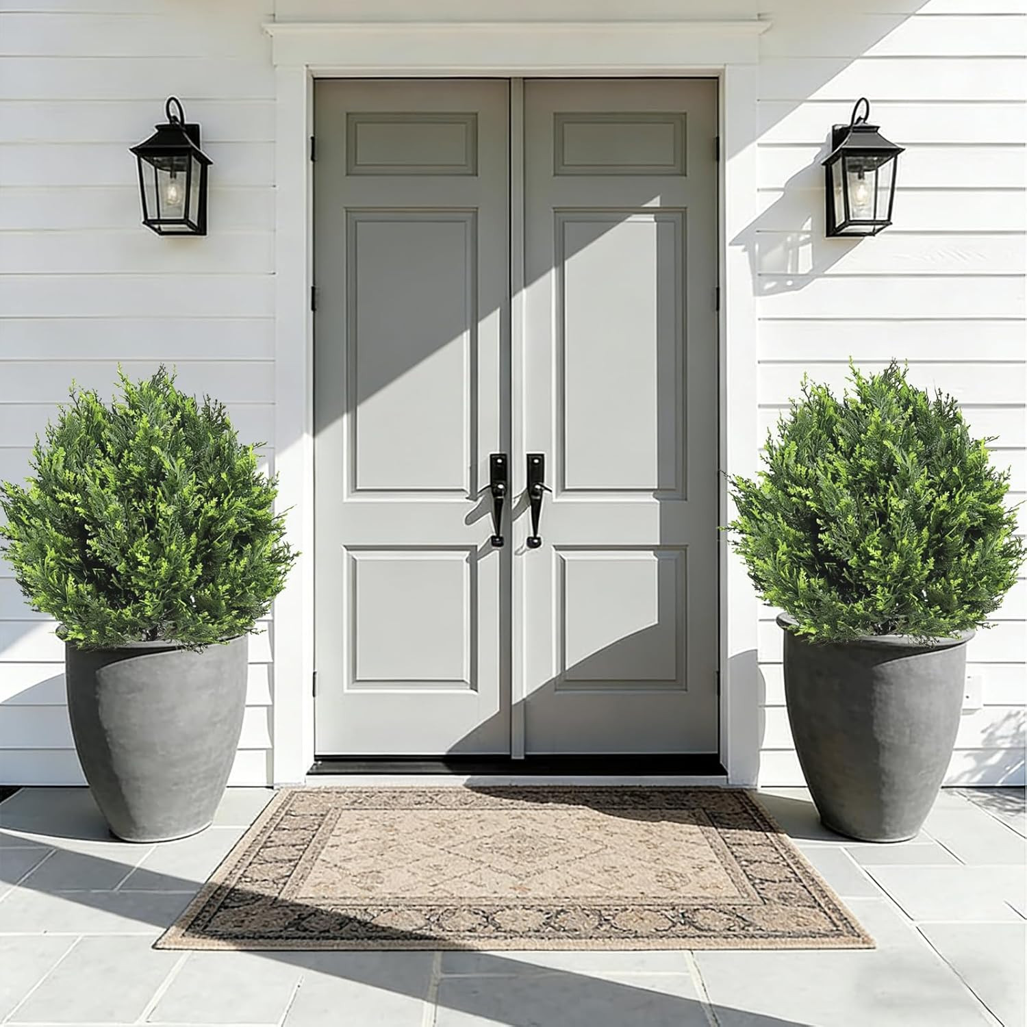 Set of 2 UV Resistant Artificial Cypress Topiary Trees for Indoor/Outdoor Use