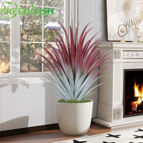2ft Fake Spiked Agave Plant – Red Artificial Aloe Vera Plant 26 Inch – 26″ 1