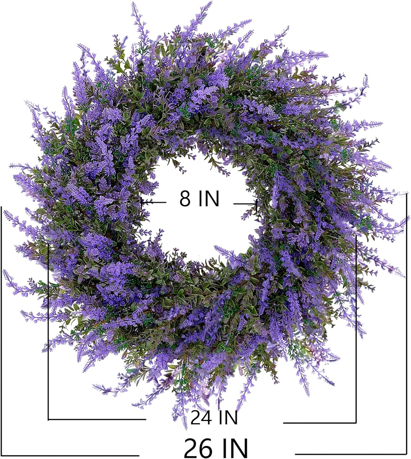 26″ Purple Lavender and Eucalyptus Wreath – Artificial Farmhouse Front Door Deco