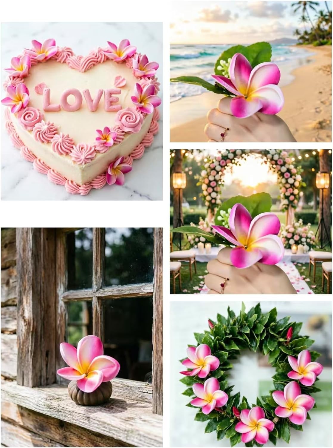 Birthday Gifts for Women 10pcs White Hot Pink Flowers PU Real Touch Flowers