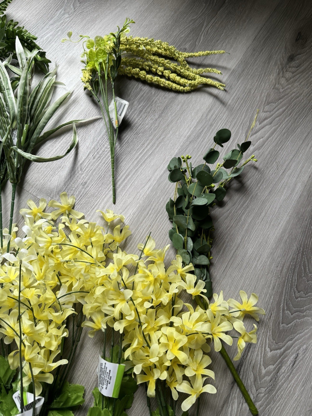 30 faux Yellow, Green and White Artificial Floral Arrangements