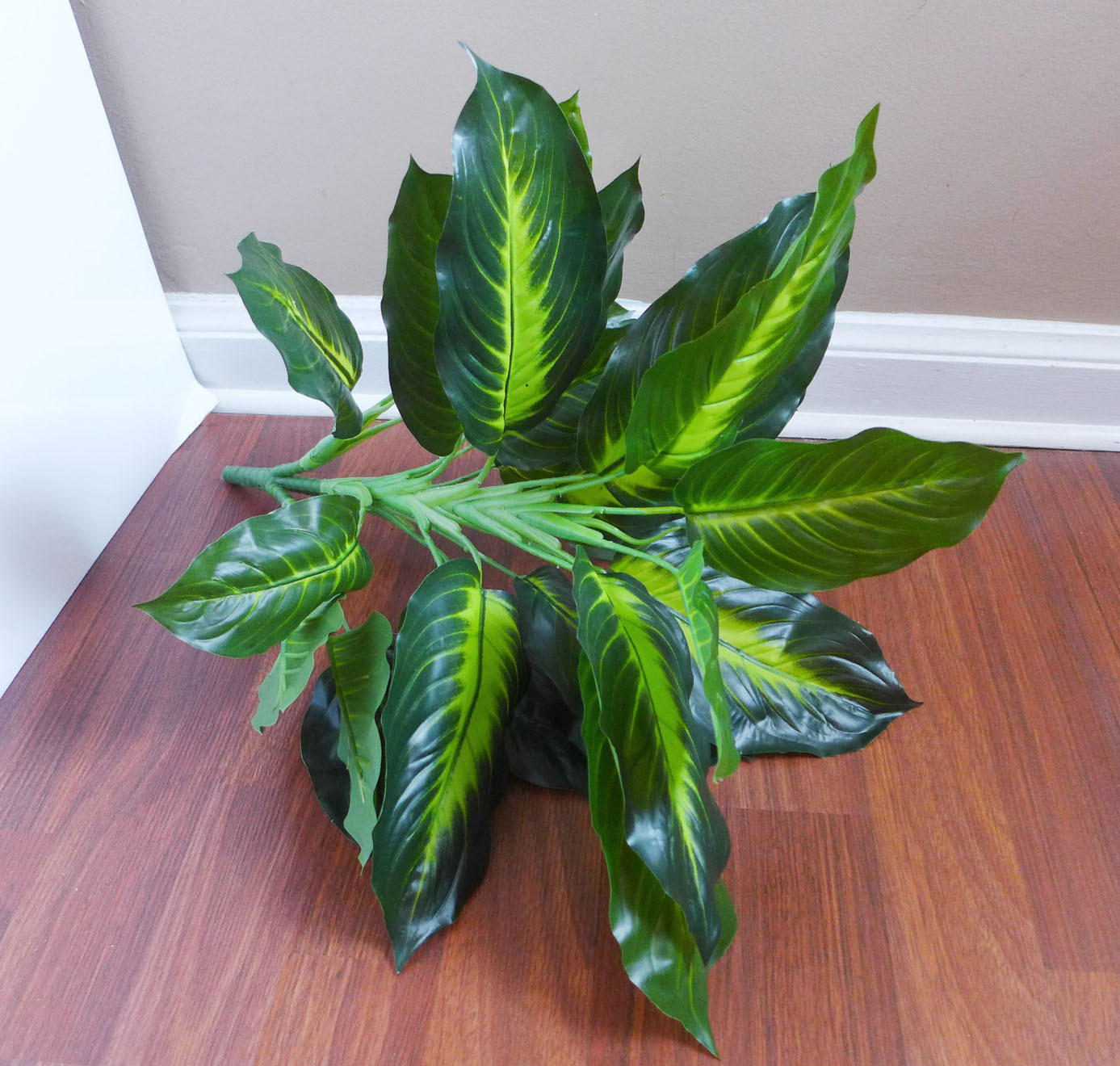 20 Leaves Yellow Middle Leaf Palm Bush Artificial Grass Tree