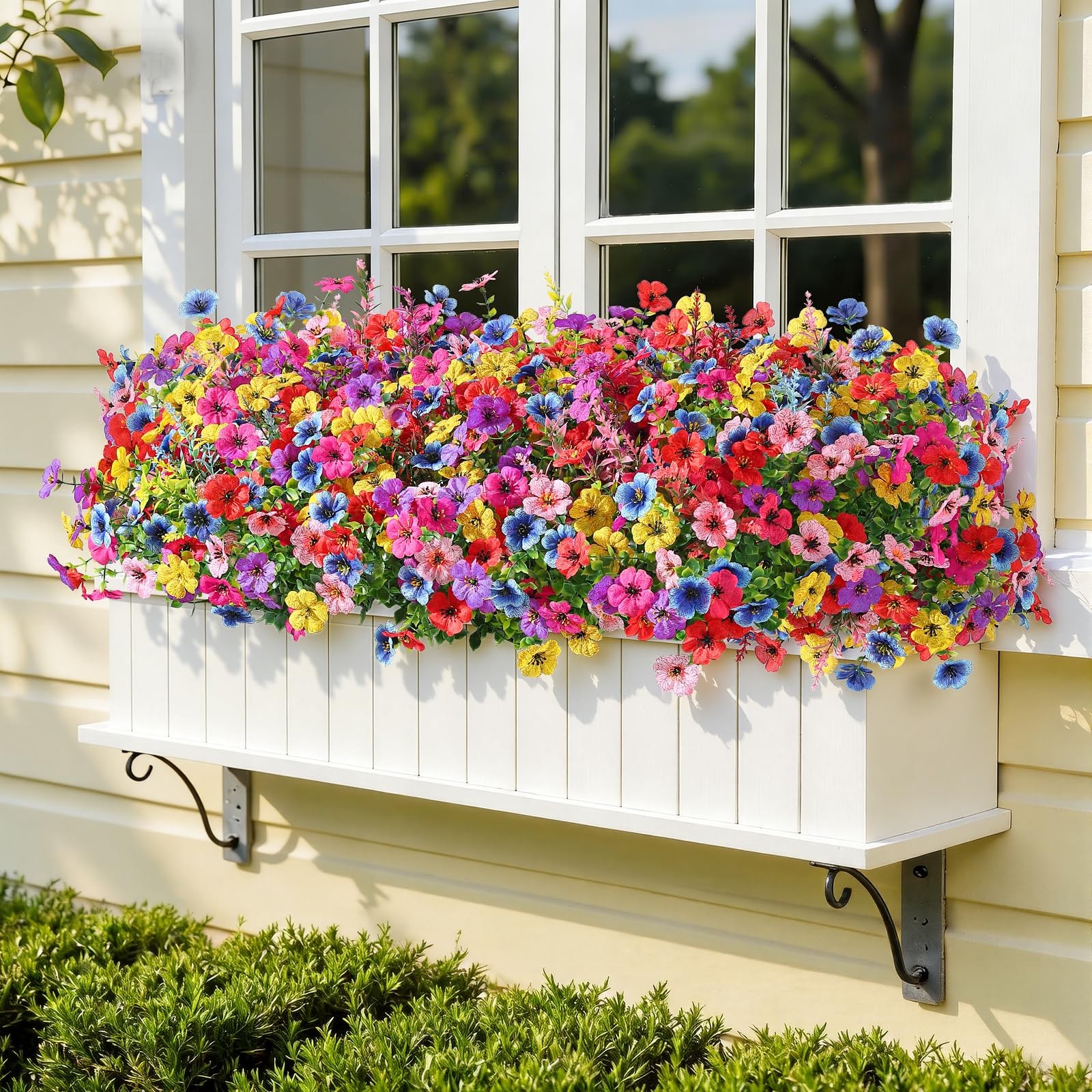 24 Bundles Artificial Flowers for Outdoors UV Resistant Decor