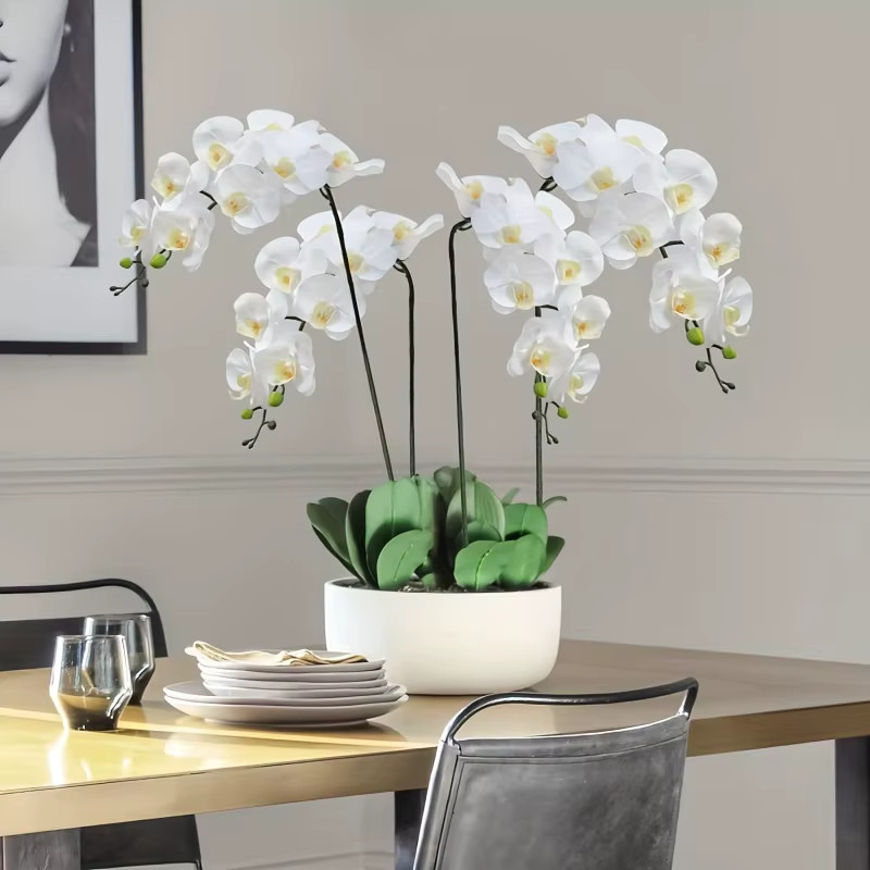 3pcs 9-Head Flowers 38 Inches Artificial Butterfly Orchid Bouquet Tabletop Decor