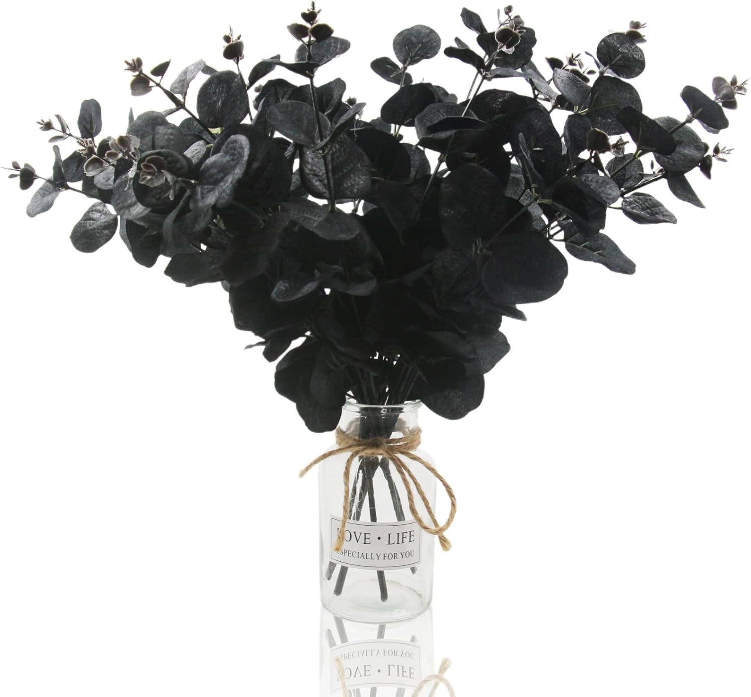 6 Tallos Artificiales De Eucalipto Negro 14 Pulgadas Para Arreglos Florales