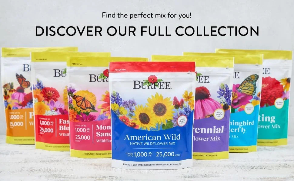 Burpee Wildflower 25,000 Bulk, 1 Bag | 18 Varieties of Non-GMO Flower Seeds Poll