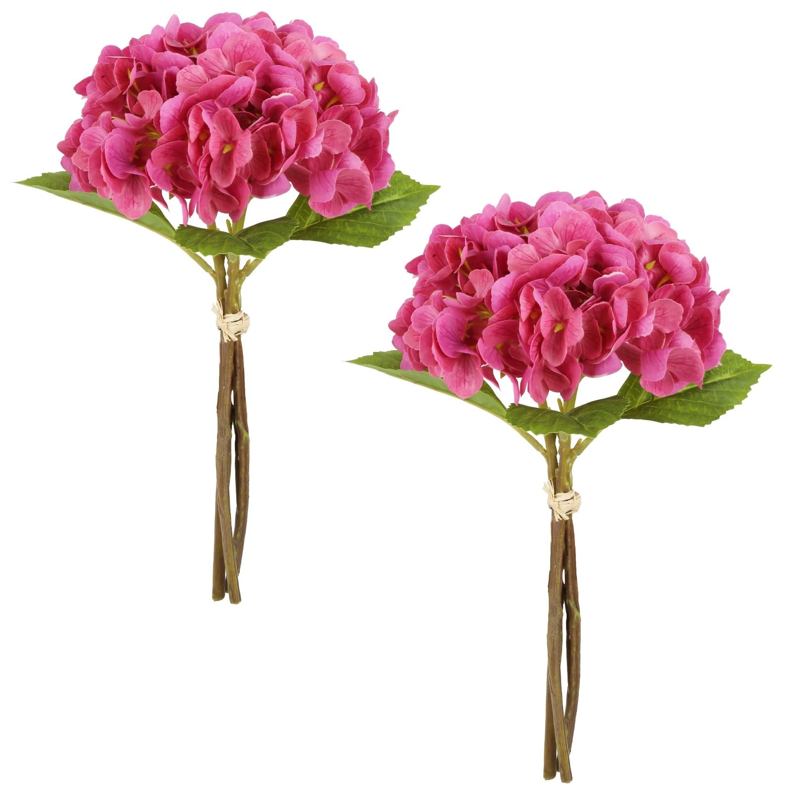 Real Touch Artificial Hydrangea Flowers, 2 Bouquets (6 Stems) Rose Red Fake H