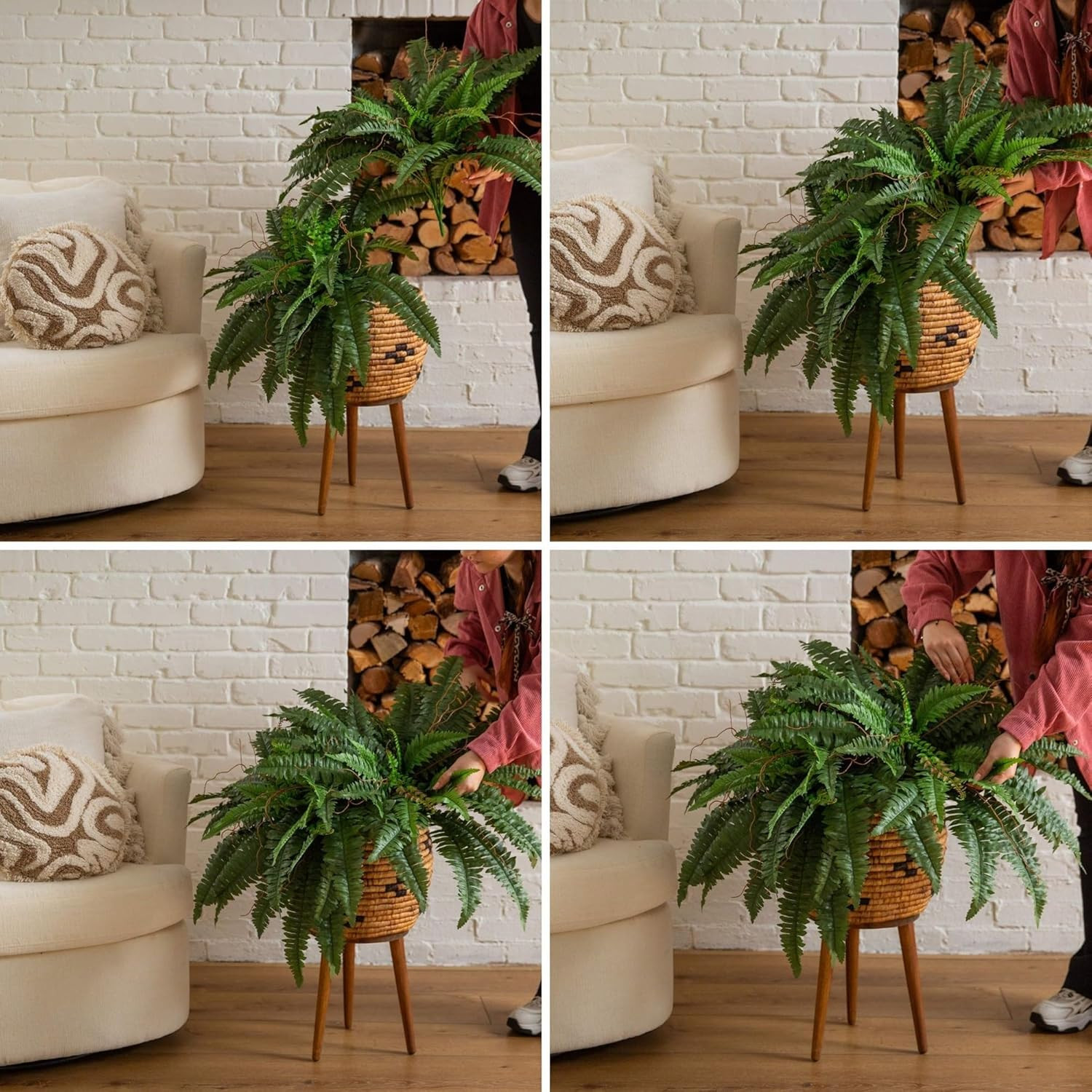 Nearly Natural 40In Boston Fern Artificial Plant, Large Hanging Fake Plant with