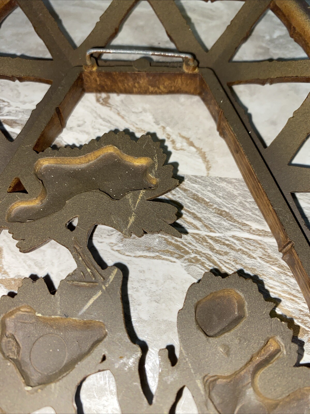 Vtg SYROCO Pair Bamboo Floral Wall Plaques Dart 7412 A & B Homco Retro MCM Boho