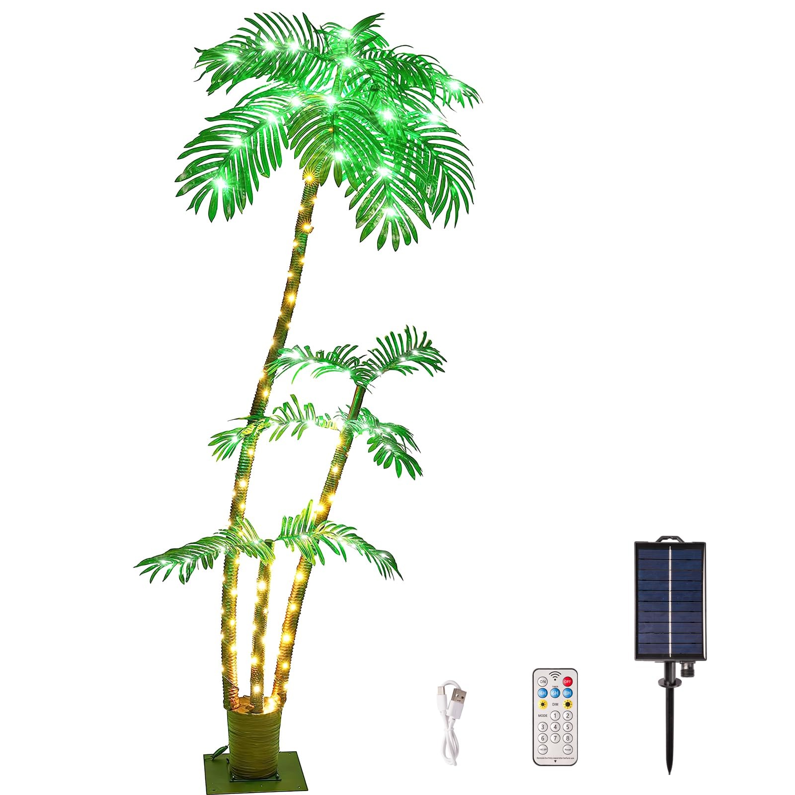 7FT Palm Trees for Outside Patio, Christmas Palm Trees Decor, Waterproof＆Wind…