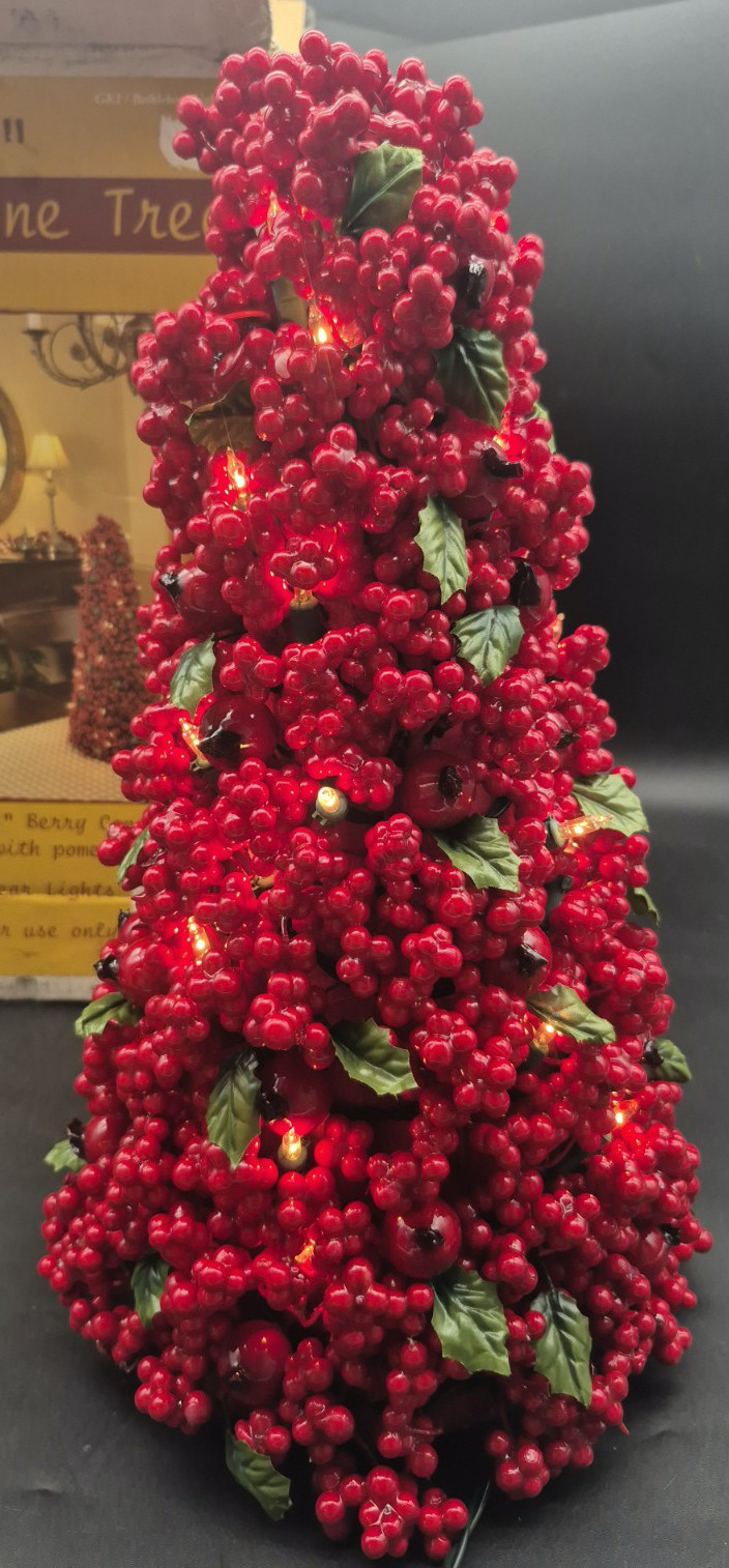 BETHLEHEM LIGHTS 18″ LED LIGHTED BERRY CONE TREE WITH PAMEGRANATES