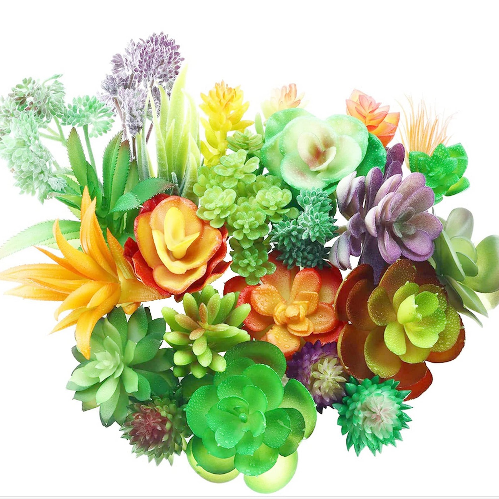 Woohome 34 PCS Artificial Succulents Picks Set, 24 Mixed Color Succulent Plants
