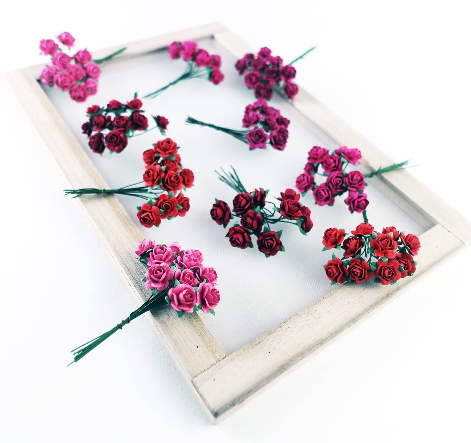 100 PCS Mixed Red Five Color 1518mm Artificial Mulberry Paper Mini Rose Flower