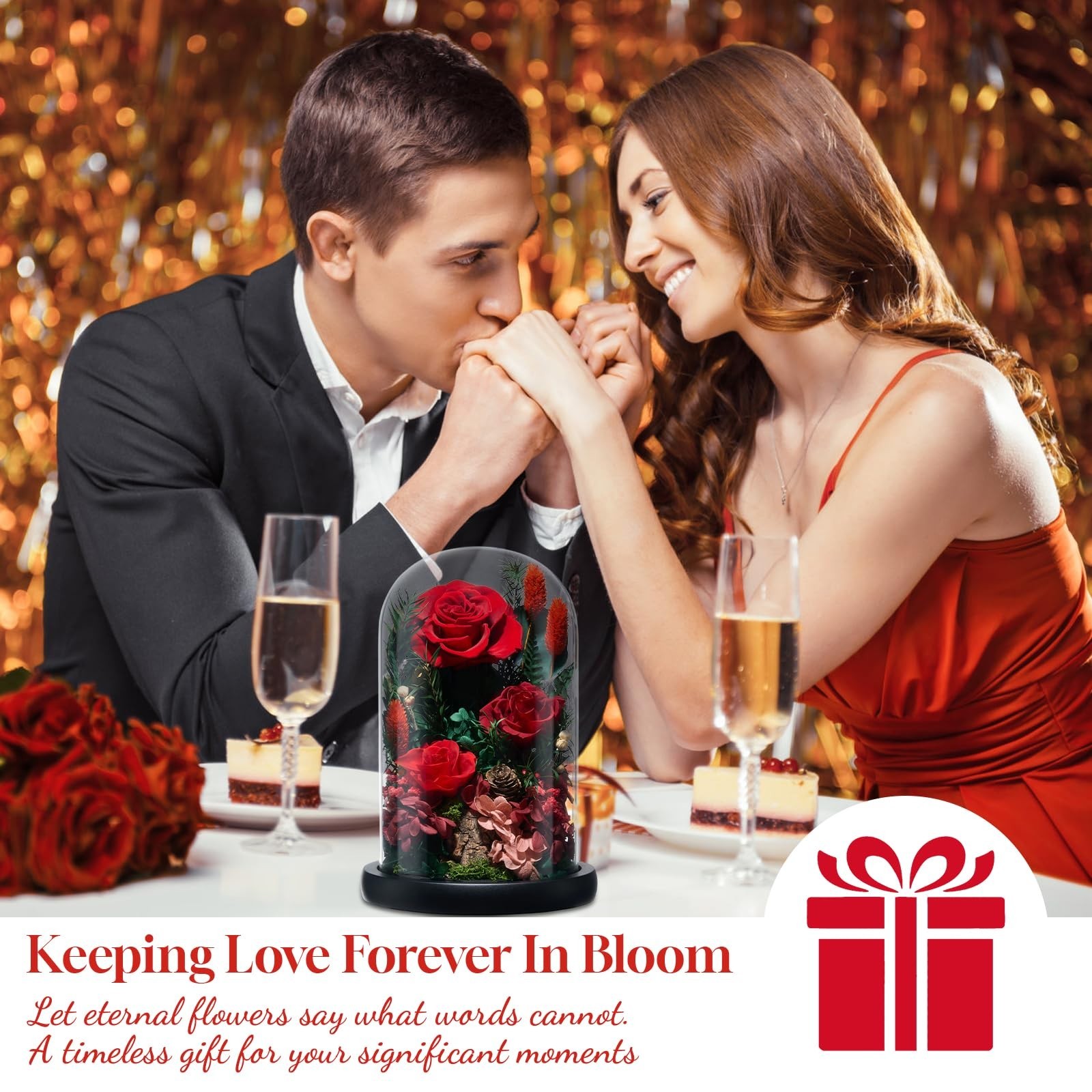 Forever Fresh Preserved Roses – 7.48in Floral Gift for Women, Mom, Wife, Birthda