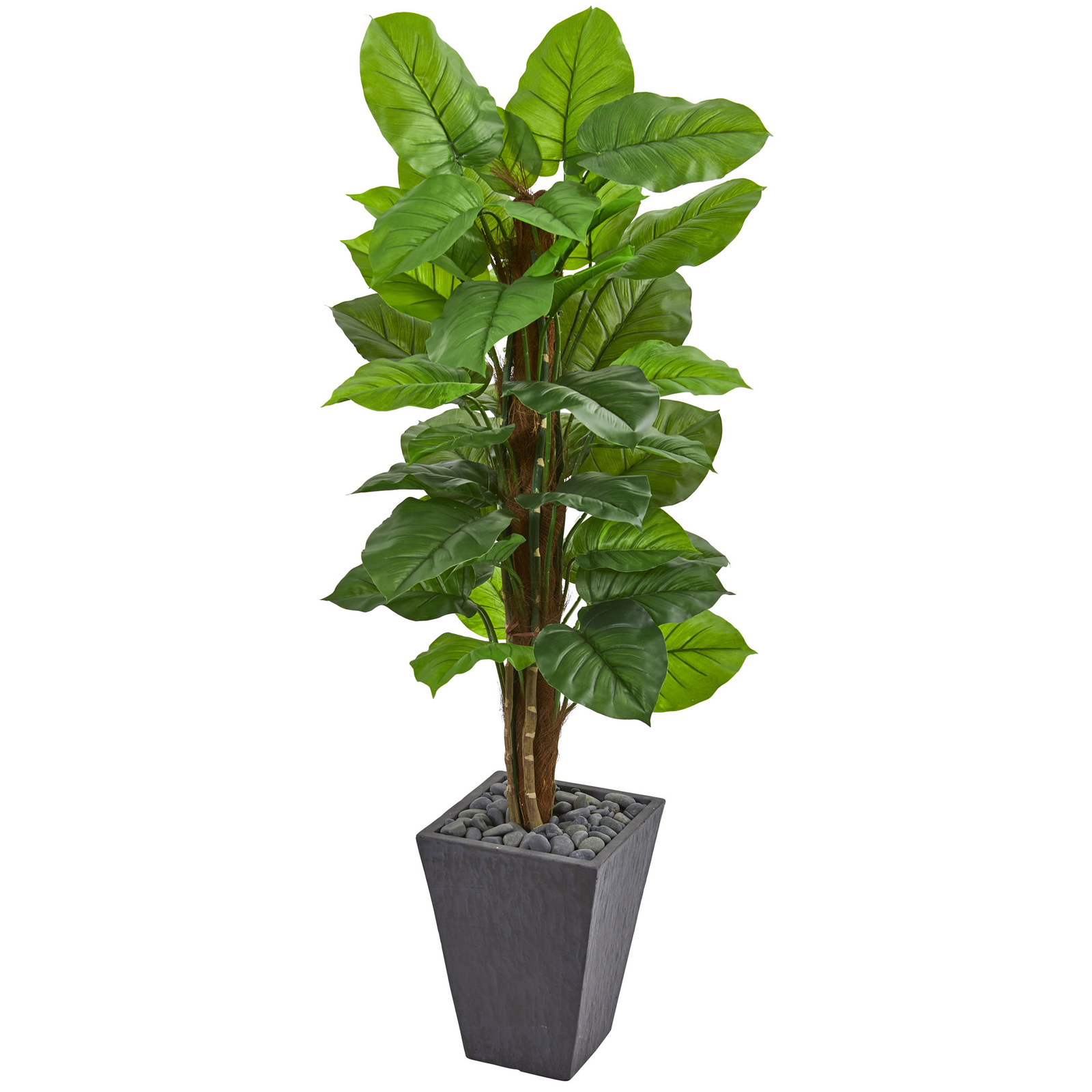 Nearly Natural 5’ Large Leaf Philodendron Artificial Plant In Slate Planter