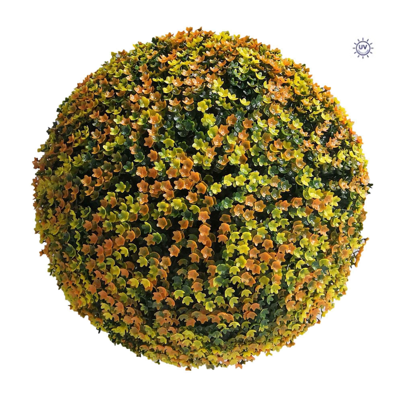 Fall 13″ Boxwood Orb Topiary Ball, Yellow/Brown, UV