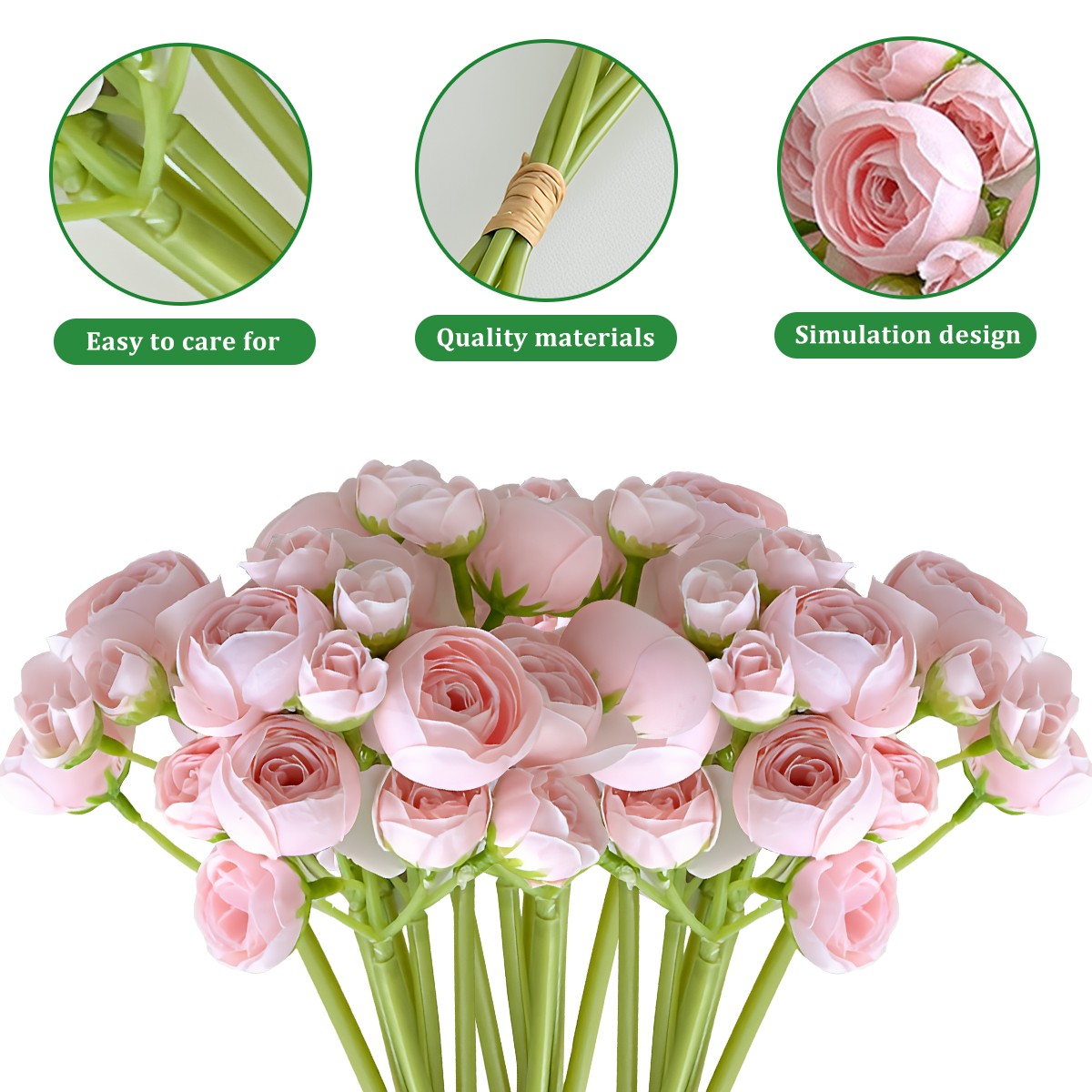 36Pcs Artificial Ranunculus Bunch Flowers Bouquet Wedding Home Floral Vase Decor