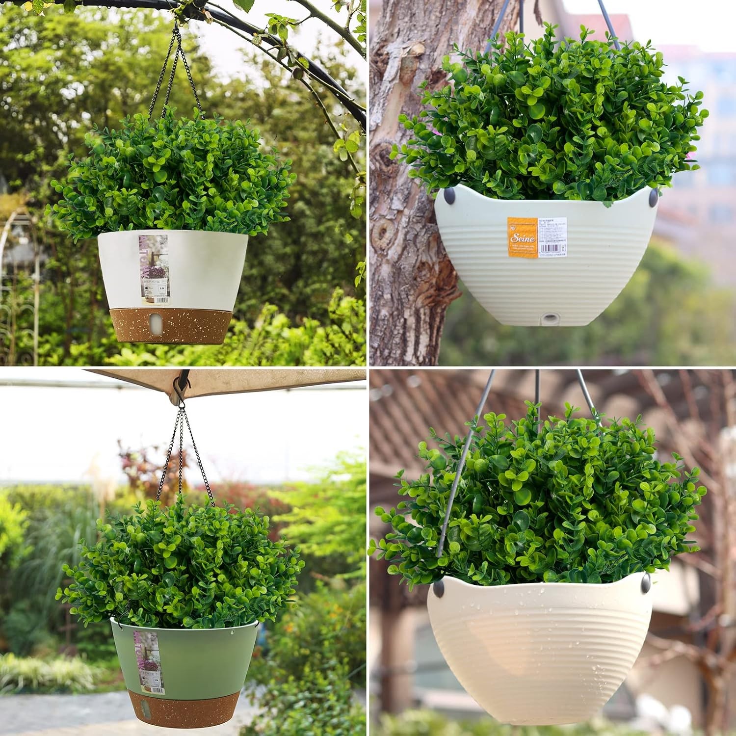 Artificial Boxwood Shrubs Fake Plants UV Resistant Outdoor Patio Yard Decor