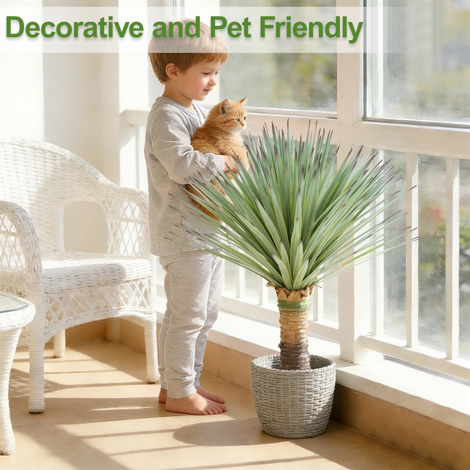 2.5ft Artificial Agave Plant with 200 Leaves,30inch Faux Floor Plant Large Fa…