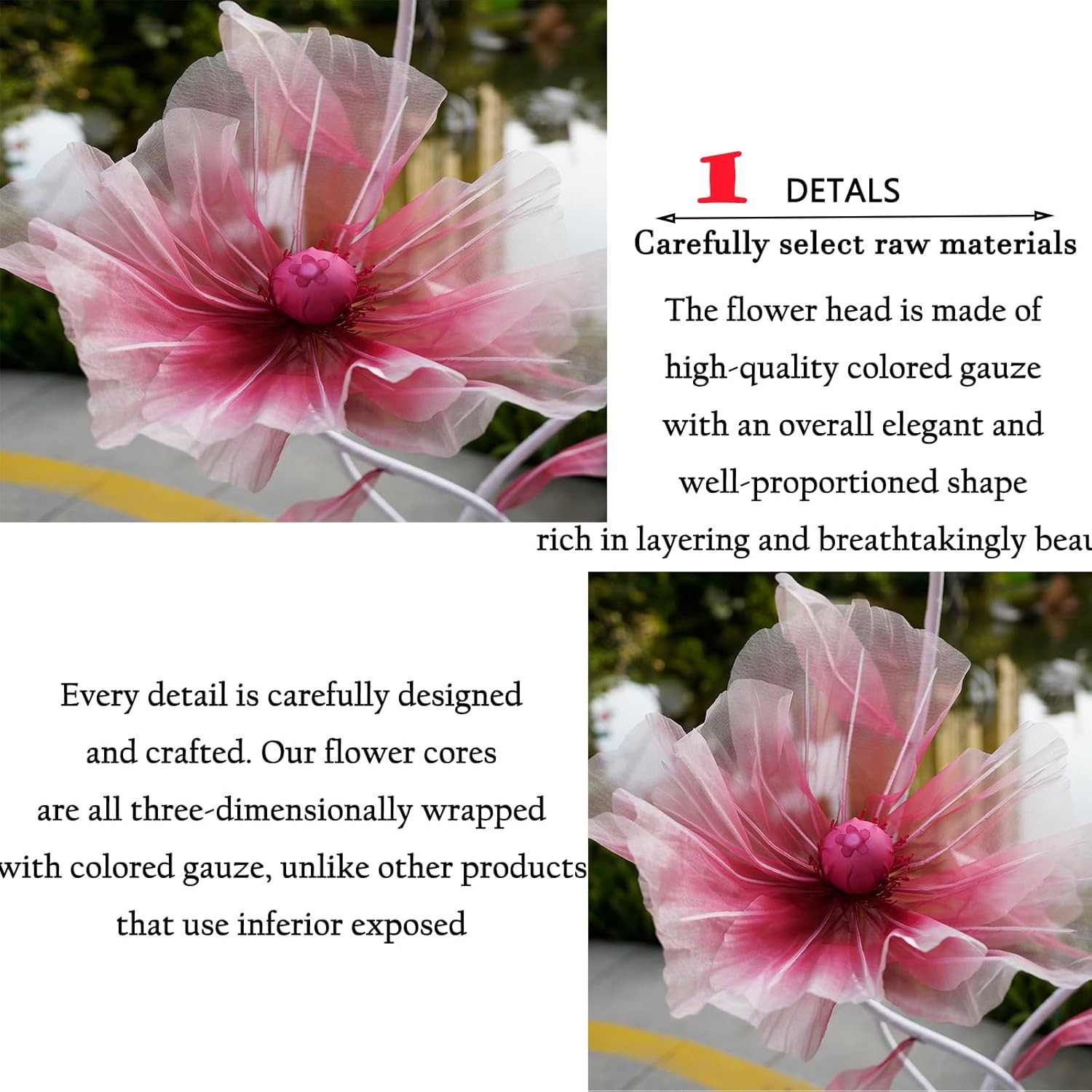 Giant Organza Flowers with Stand for Wedding Decor Shop Display Garden Party